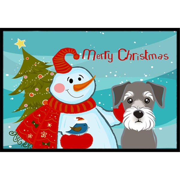 Carolines Treasures Snowman With Schnauzer Indoor and Outdoor Mat- 24 x 36 in. BB1826JMAT - main